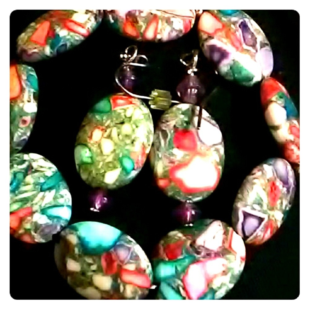 Howlite earring and bracelet set